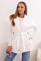Kamizelka damska pikowana z paskiem i szerokim kołnierzem biała  