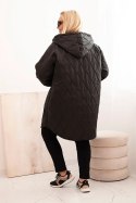 Kurtka damska Plus Size pikowana z kapturem i napisem HOPE czarna  