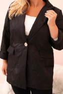 Kurtka damska Plus Size pikowana z kołnierzem i guzikiem czarna  