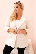 Kurtka damska Plus Size pikowana z kołnierzem i guzikiem jasno beżowa  