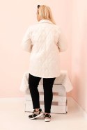 Kurtka damska Plus Size pikowana z kołnierzem i guzikiem jasno beżowa  