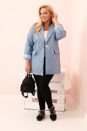 Kurtka damska Plus Size pikowana z kołnierzem i guzikiem jeansowa  
