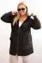 Bluza damska Plus Size dekatyzowana z kapturem i kieszeniami czarna