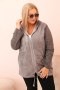 Bluza damska Plus Size dekatyzowana z kapturem i nadrukiem BKLYN grafitowa  