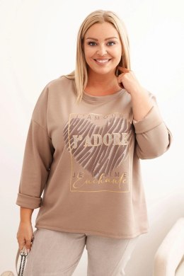 Bluza damska Plus Size masełkowa z nadrukiem 3D fango  