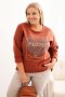Bluza damska Plus Size masełkowa z nadrukiem 3D ruda  