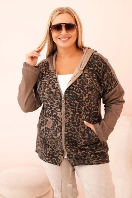 Bluza damska Plus Size rozpinana dekatyzowana z kapturem fango  