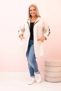 Bluza damska Plus Size z wiskozą rozpinana z kapturem beżowa  