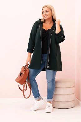 Bluza damska Plus Size z wiskozą rozpinana z kapturem ciemno zielona  