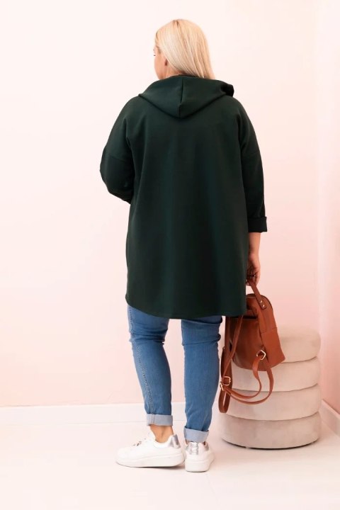 Bluza damska Plus Size z wiskozą rozpinana z kapturem ciemno zielona Bluza damska Plus Size z wiskozą rozpinana z kapturem ciemno zielona