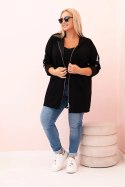 Bluza damska Plus Size z wiskozą rozpinana z kapturem czarna  