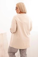 Bluzka damska Plus Size z bawełną o luźnym kroju z dekoltem wodnym beżowa  