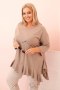 Bluzka damska Plus Size z bawełną z falbaną i rękawem podwijanym fango  