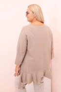 Bluzka damska Plus Size z bawełną z falbaną i rękawem podwijanym fango  