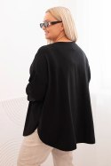 Bluzka damska Plus Size z bawełną z kieszenią i rękawem podwijanym czarna  