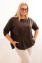 Bluzka damska plus size z bawełną z długim rękawem i marszczeniem brązowa  