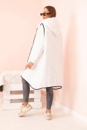 Kamizelka damska pikowana Plus Size z kapturem zapinana na zamek biała  