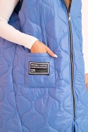 Kamizelka damska pikowana Plus Size z kapturem zapinana na zamek jeansowa  