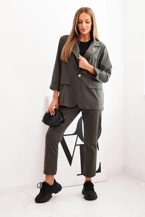 Komplet damski Punto elegancka marynarka i spodnie khaki Komplet damski Punto elegancka marynarka i spodnie khaki