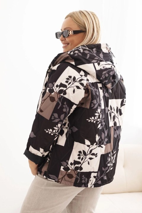 Kurtka damska Plus Size z kapturem i wydłużonym tyłem czarna  