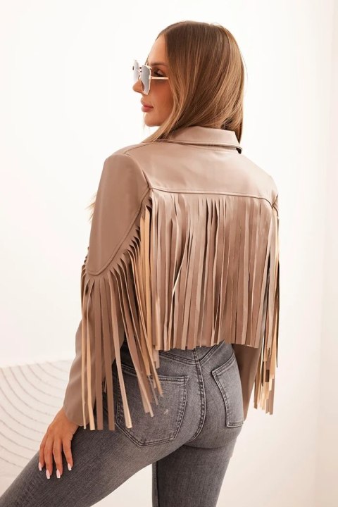 Kurtka damska z eko skóry z frędzlami w stylu boho fango Kurtka damska z eko skóry z frędzlami w stylu boho fango