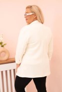 Marynarka damska z wiskozy Plus Size z długim rękawem i kołnierzem ecru  