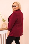 Marynarka damska z wiskozy Plus Size z długim rękawem i kołnierzem śliwkowa  