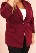 Marynarka damska z wiskozy Plus Size z długim rękawem i kołnierzem śliwkowa  