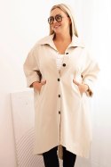 Bluza Narzutka damska Plus Size Punto z bawełną i guzikami beżowa  