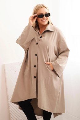 Bluza Narzutka damska Plus Size Punto z bawełną i guzikami fango  