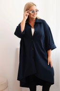Bluza Narzutka damska Plus Size Punto z bawełną i guzikami granatowa  