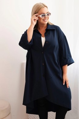 Bluza Narzutka damska Plus Size Punto z bawełną i guzikami granatowa  