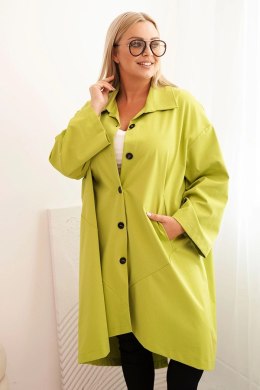 Bluza Narzutka damska Plus Size Punto z bawełną i guzikami pistacjowa  