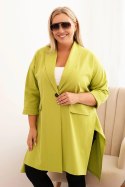 Bluza Narzutka damska Plus Size Punto z bawełną zapinana na guzik pistacjowa  