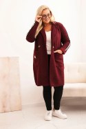 Płaszcz damski Plus Size ze sztucznego baranka z kieszeniami bordowy  