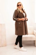 Płaszcz damski Plus Size ze sztucznego baranka z kieszeniami brązowy  