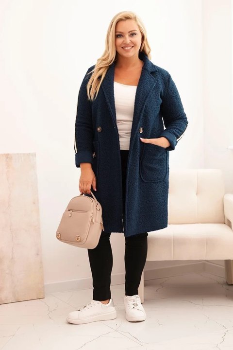 Płaszcz damski Plus Size ze sztucznego baranka z kieszeniami ciemny jeansowy Płaszcz damski Plus Size ze sztucznego baranka z kieszeniami ciemny jeansowy