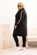 Płaszcz damski Plus Size ze sztucznego baranka z kieszeniami czarny  
