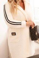 Płaszcz damski Plus Size ze sztucznego baranka z kieszeniami ecru  