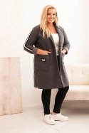 Płaszcz damski Plus Size ze sztucznego baranka z kieszeniami grafitowy  