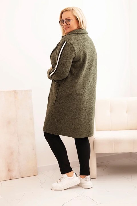 Płaszcz damski Plus Size ze sztucznego baranka z kieszeniami khaki Płaszcz damski Plus Size ze sztucznego baranka z kieszeniami khaki