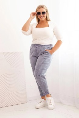 Spodnie damskie Plus Size dekatyzowane z wiskozą i szeroką gumką jeansowe  