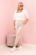 Spodnie damskie dekatyzowane Plus Size z wiskozą i gumką beżowe  