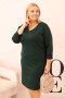 Sukienka damska Plus Size masełkowa z dekoltem V i rękawem ciemno zielona  