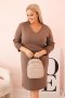 Sukienka damska Plus Size masełkowa z dekoltem V i rękawem fango  