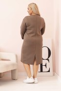 Sukienka damska Plus Size masełkowa z dekoltem V i rękawem fango  
