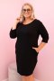 Sukienka damska Plus Size z bawełną o prostym kroju i rękawem 3/4 czarna  