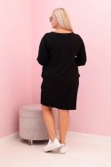 Sukienka damska Plus Size z bawełną o prostym kroju i rękawem 3/4 czarna  