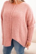 Sweter damski  Plus Size z akrylem o luźnym kroju i rękawem 3/4 ciemny różowy  