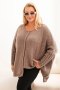 Sweter damski  Plus Size z akrylem o luźnym kroju i rękawem 3/4 fango  